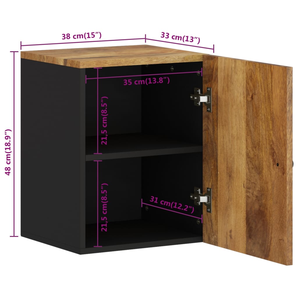 Badkamerwandkast 38x33x48 cm massief mangohout