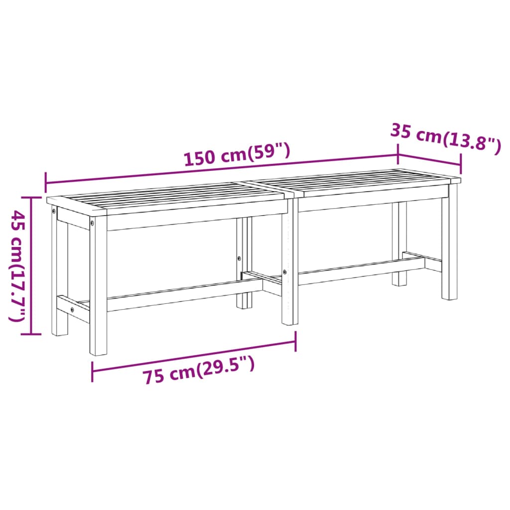 Tuinbank 150x35x45 cm massief acaciahout