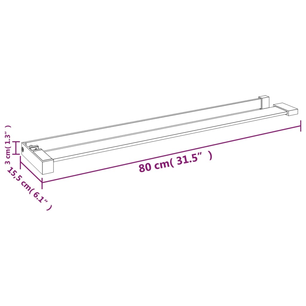 Wandschap voor inloopdouchewand 80 cm aluminium chroomkleurig