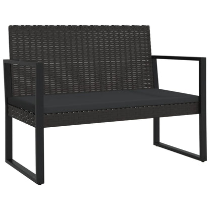 Tuinbank met kussens 106 cm poly rattan zwart