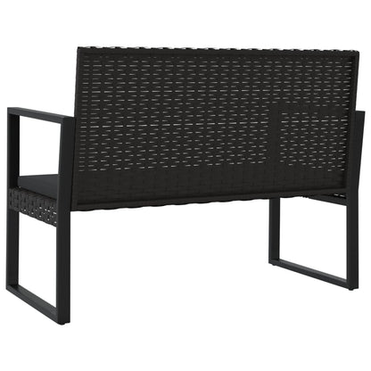 Tuinbank met kussens 106 cm poly rattan zwart