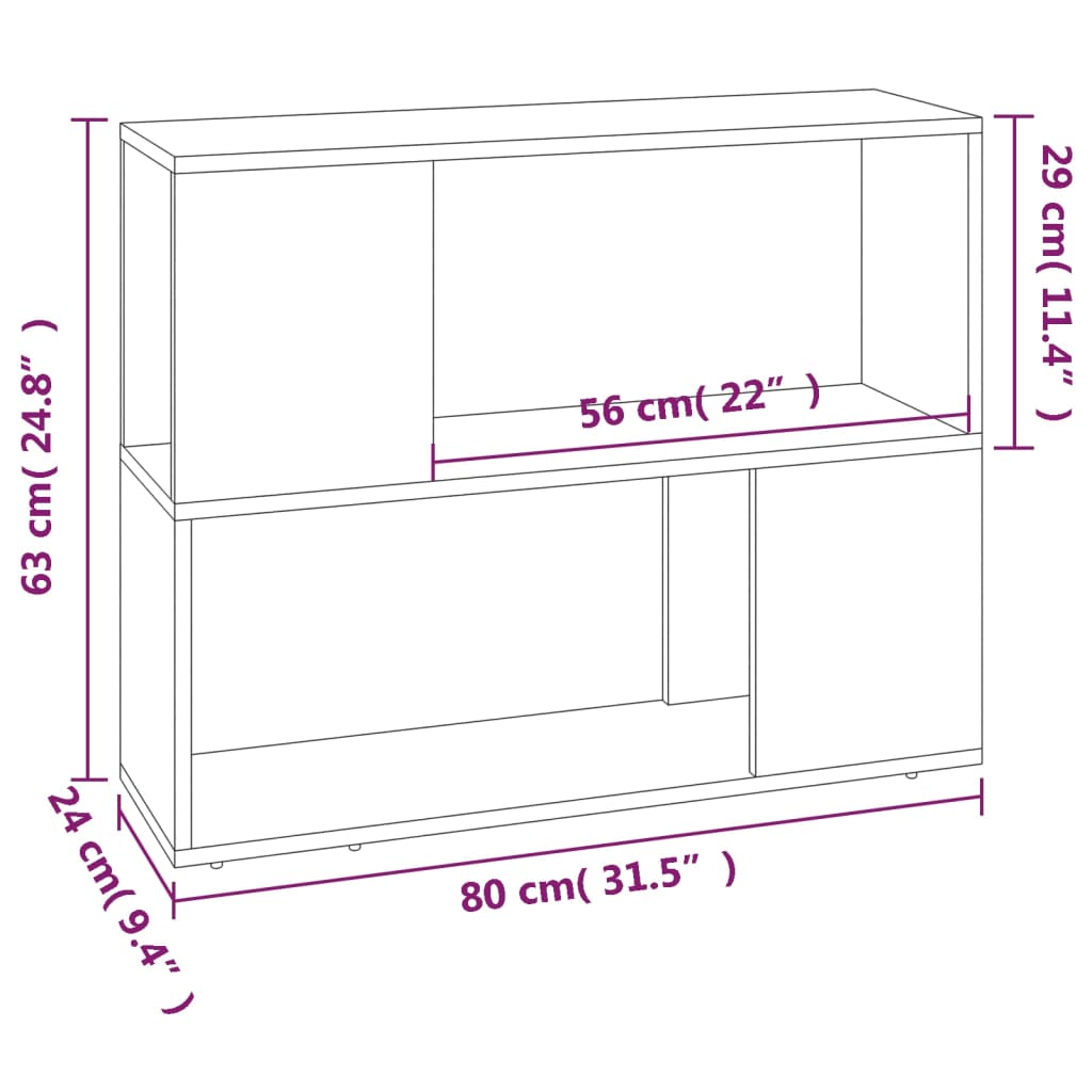 Boekenkast/kamerscherm 80x24x63 cm gerookt eikenkleurig