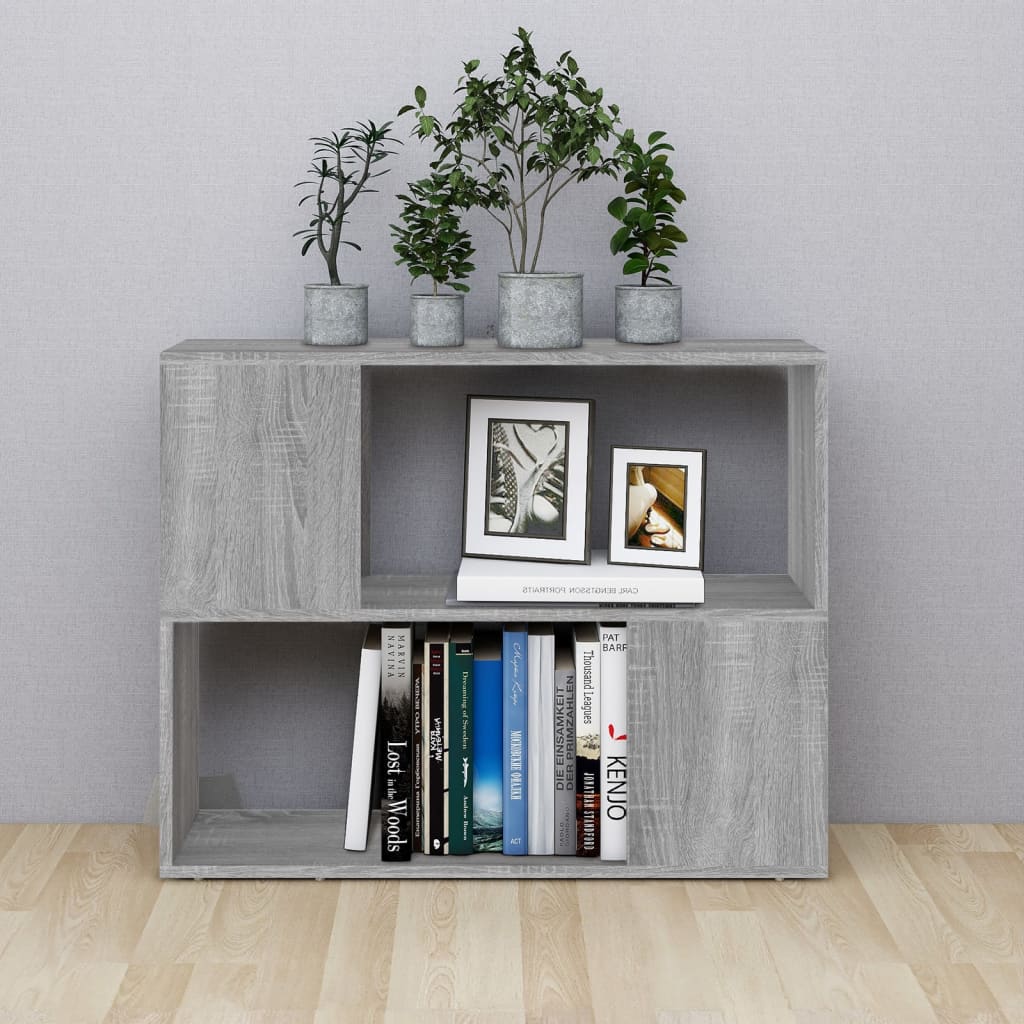 Boekenkast/kamerscherm 80x24x63 cm grijs sonoma eikenkleurig