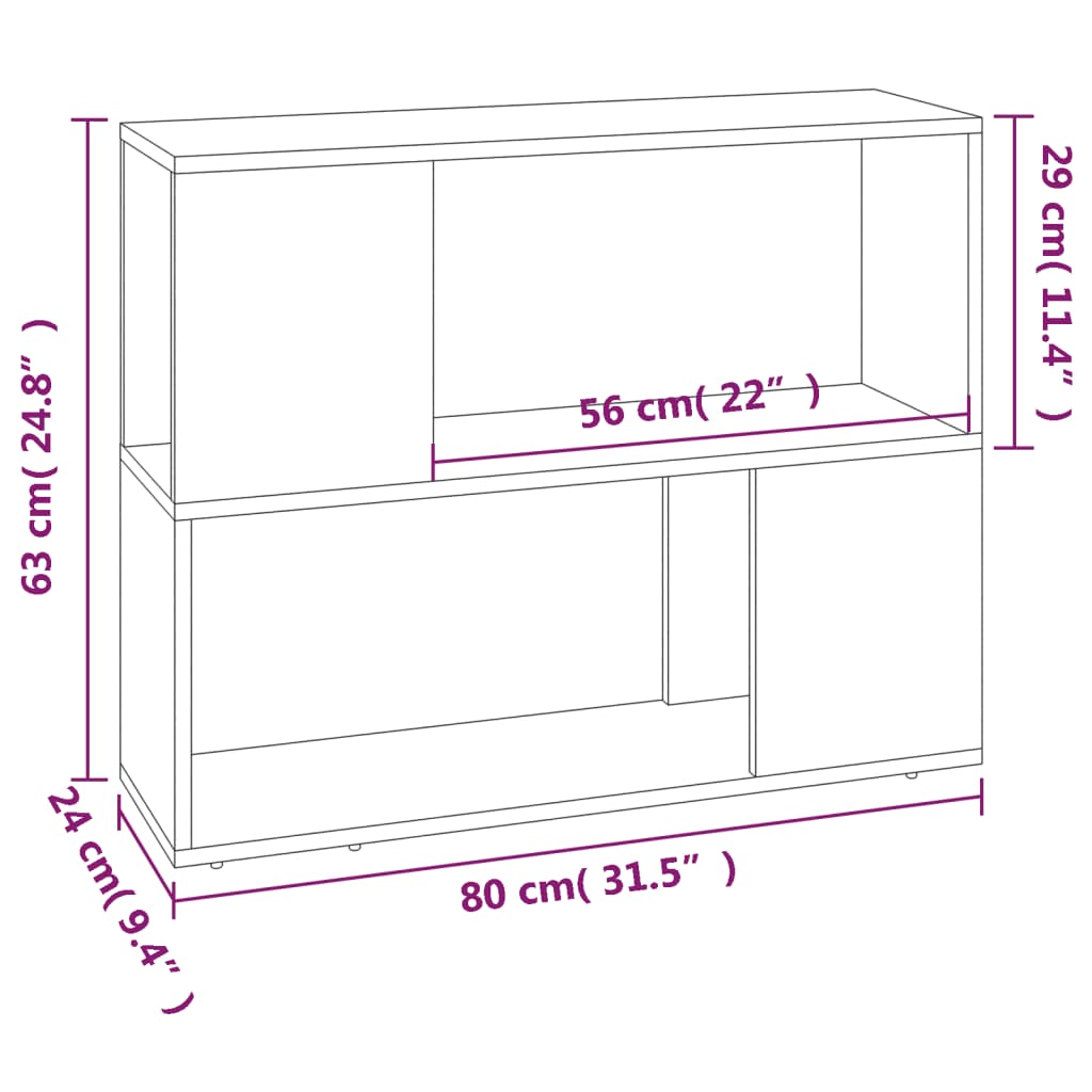 Boekenkast/kamerscherm 80x24x63 cm grijs sonoma eikenkleurig