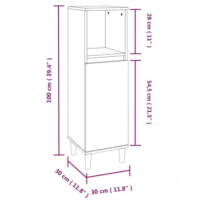 Badkamerkast 30x30x100 cm bewerkt hout wit