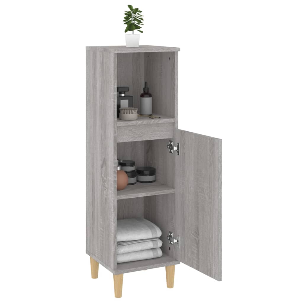 Badkamerkast 30x30x100 cm bewerkt hout grijs sonoma eikenkleur