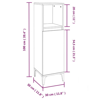 Badkamerkast 30x30x100 cm bewerkt hout gerookt eikenkleurig