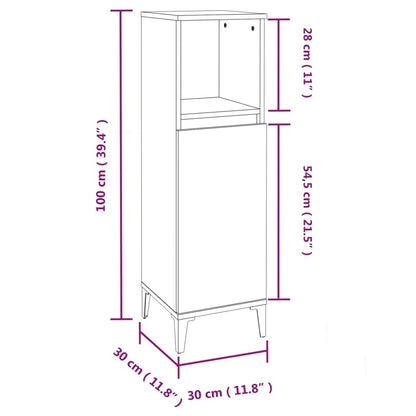 Badkamerkast 30x30x100 cm bewerkt hout grijs sonoma eikenkleur