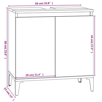 Wastafelkast 58x33x60 cm bewerkt hout wit