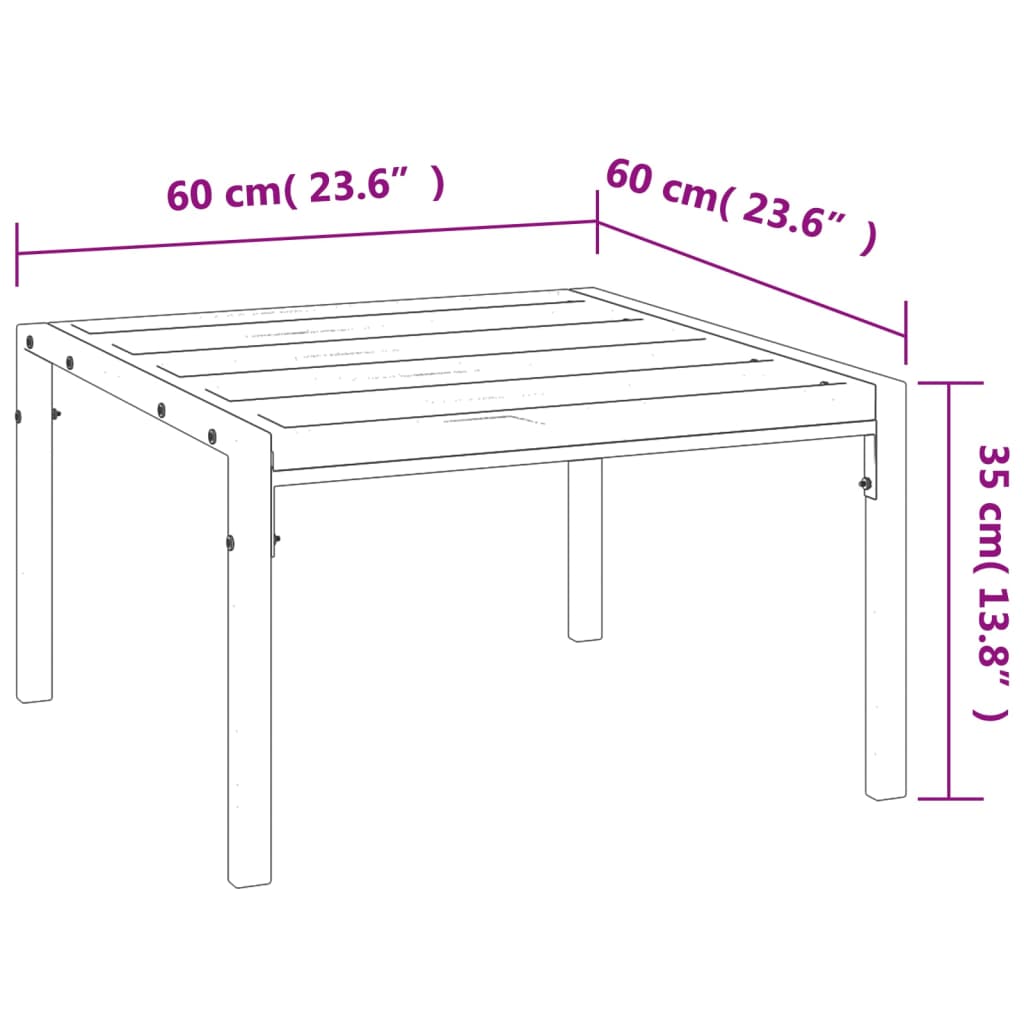 Tuintafel 60x60x35 cm staal zwart