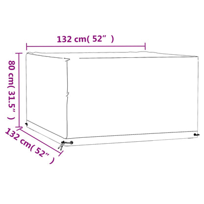 Tuinmeubelhoezen 2 st 8 ogen vierkant 132x132x80 cm