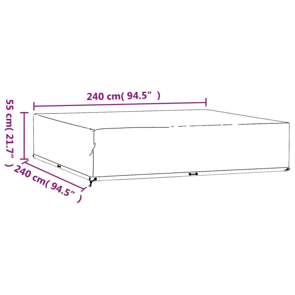 Tuinmeubelhoezen 2 st 16 oogjes vierkant 240x240x55 cm