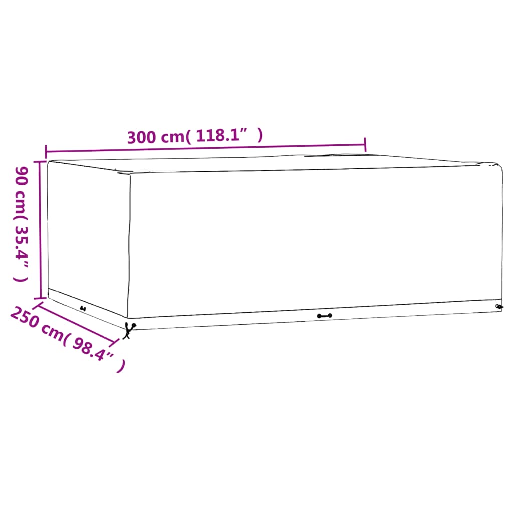 Tuinmeubelhoezen 2 st 16 oogjes rechthoekig 300x250x90 cm