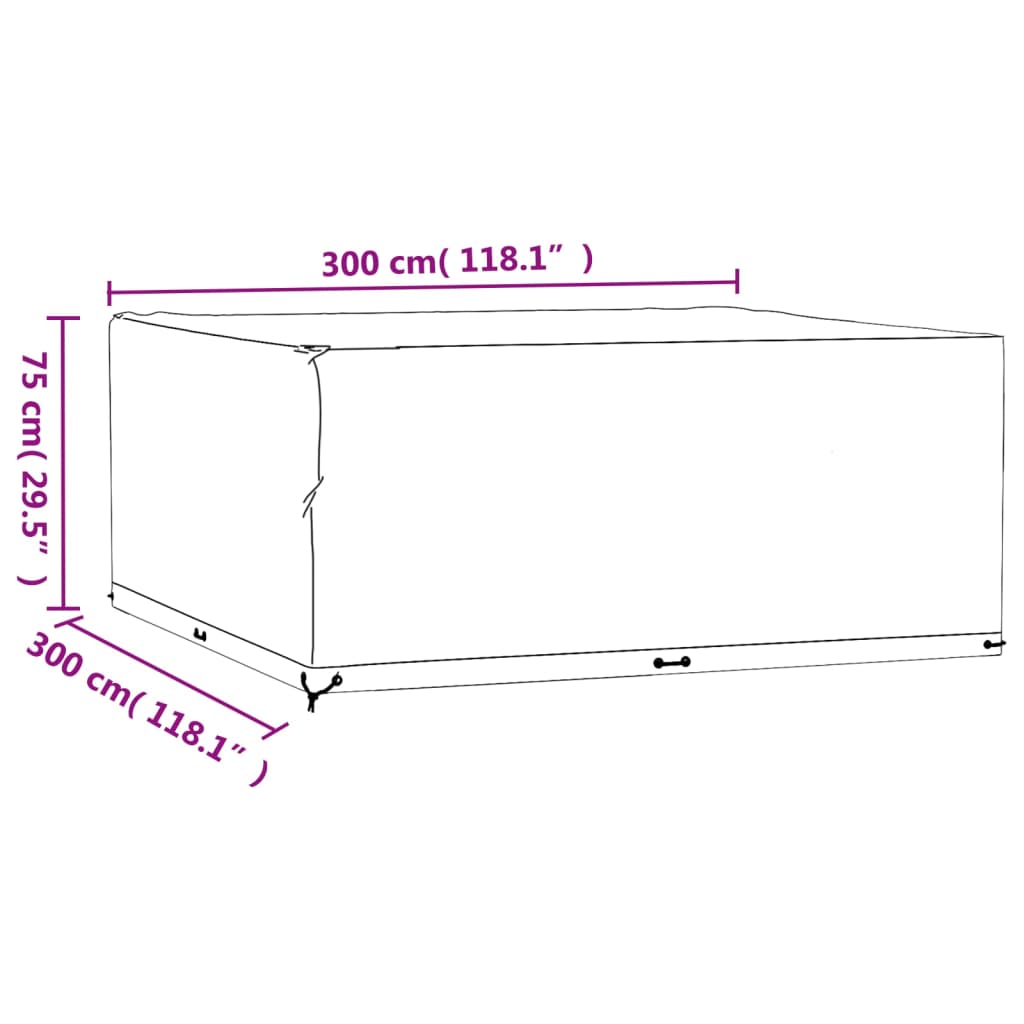 Tuinmeubelhoezen 2 st 16 oogjes vierkant 300x300x75 cm