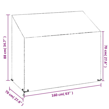 Tuinbankhoezen 2 st 8 oogjes 160x70x70/88 cm polyetheen