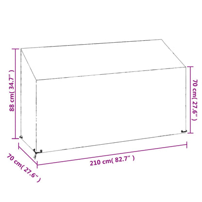 Tuinbankhoezen 2 st 12 oogjes 210x70x70/88 cm polyetheen