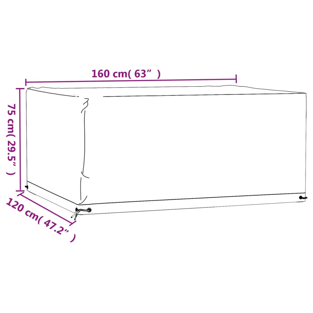 Tuinmeubelhoes met 8 oogjes rechthoekig 160x120x75 cm