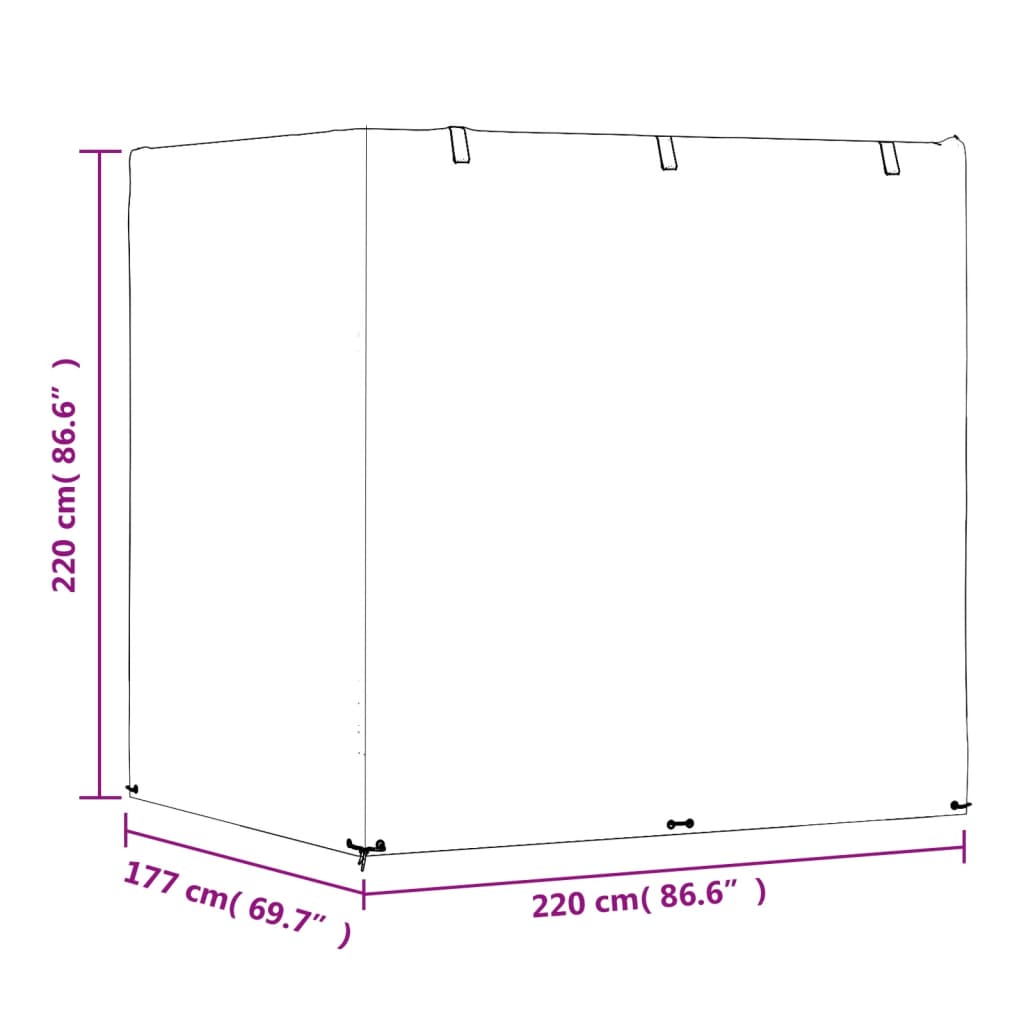 Schommelbankhoes met 12 oogjes 220x177x220 cm polyetheen