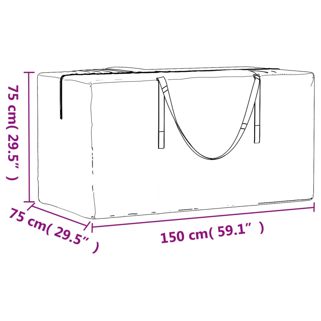 Opbergtas voor tuinkussens 150x75x75 cm polyetheen zwart