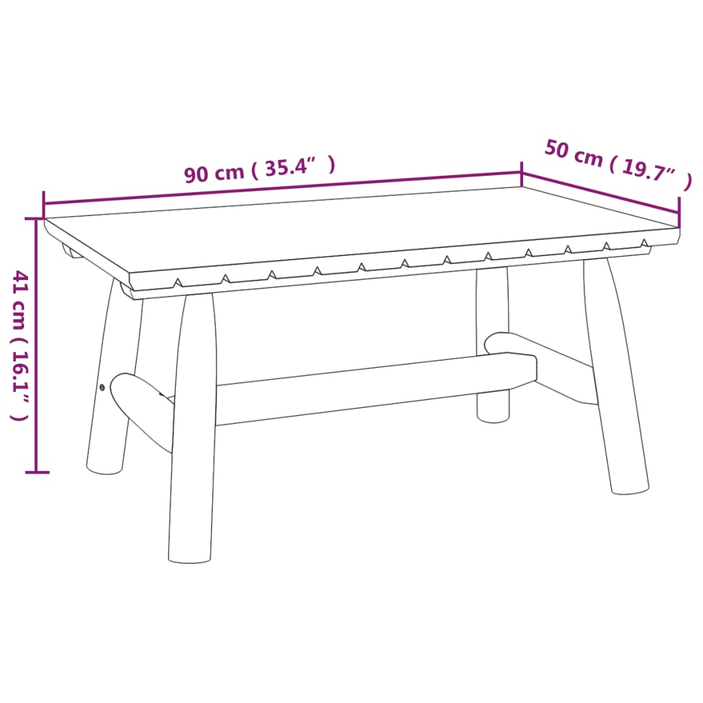 Salontafel 90x50x41 cm massief vurenhout