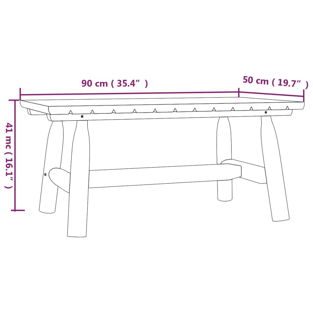 Salontafel 90x50x41 cm massief vurenhout