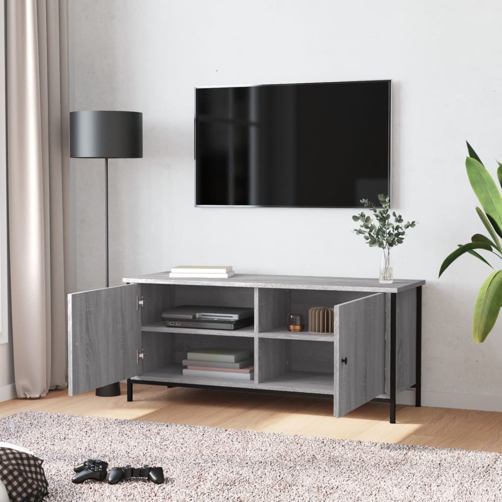 Tv-meubel 102x35x45 cm bewerkt hout grijs sonoma eikenkleurig