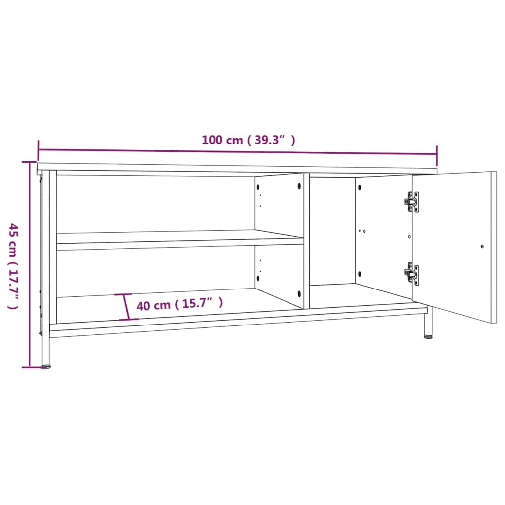 Tv-meubel 100x40x45 cm bewerkt hout zwart