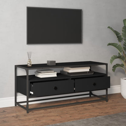 Tv-meubel 100x35x45 cm bewerkt hout zwart