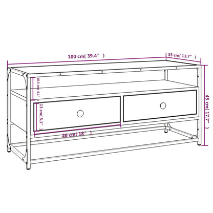 Tv-meubel 100x35x45 cm bewerkt hout zwart