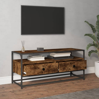 Tv-meubel 100x35x45 cm bewerkt hout gerookt eikenkleurig