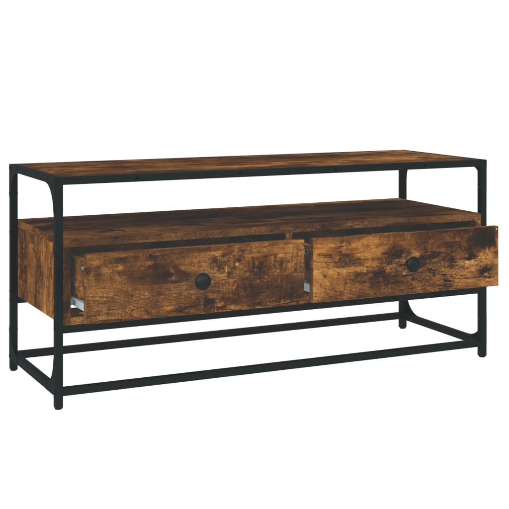 Tv-meubel 100x35x45 cm bewerkt hout gerookt eikenkleurig