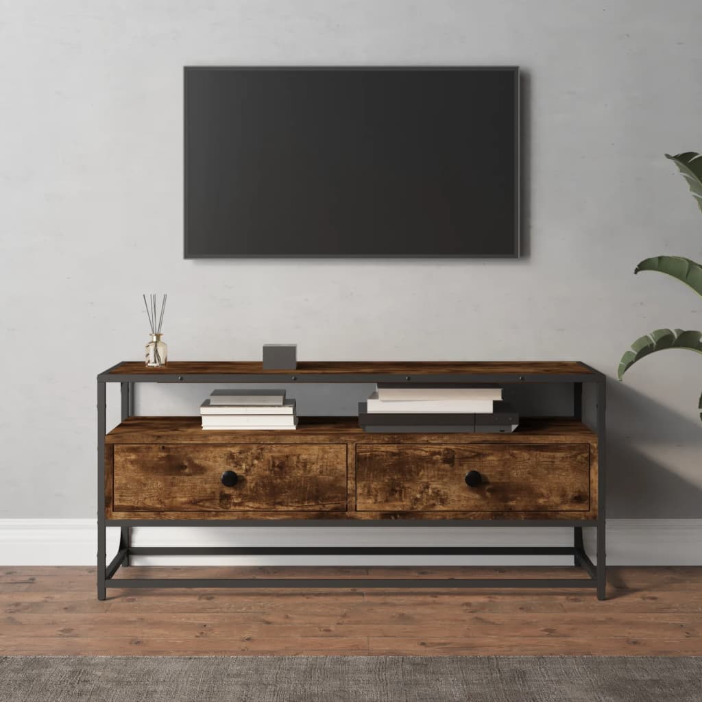 Tv-meubel 100x35x45 cm bewerkt hout gerookt eikenkleurig