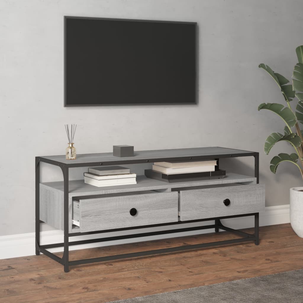 Tv-meubel 100x35x45 cm bewerkt hout grijs sonoma eikenkleurig