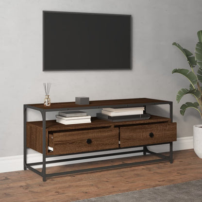 Tv-meubel 100x35x45 cm bewerkt hout bruin eikenkleur