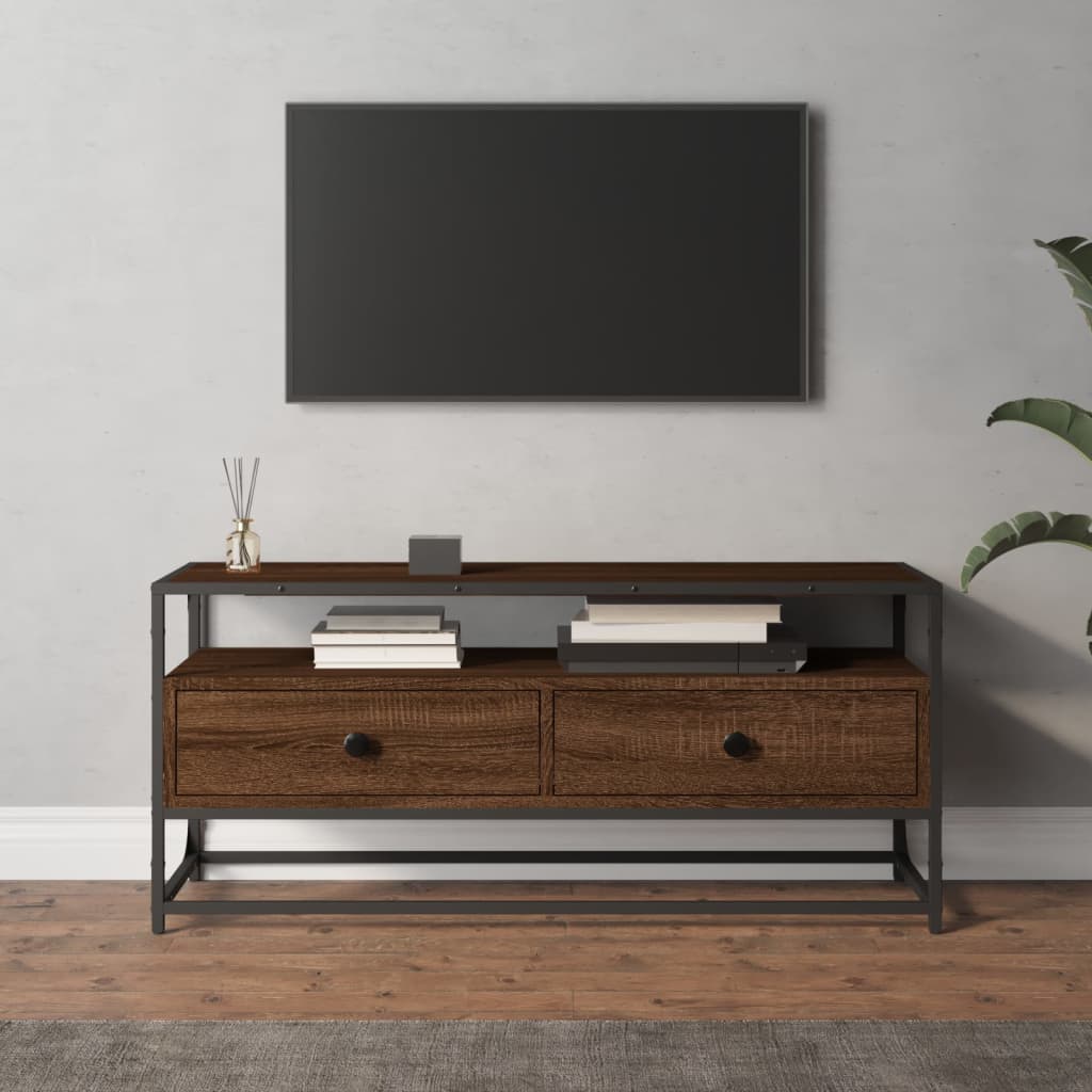 Tv-meubel 100x35x45 cm bewerkt hout bruin eikenkleur