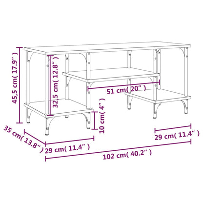 Tv-meubel 102x35x45,5 cm bewerkt hout grijs sonoma eikenkleurig