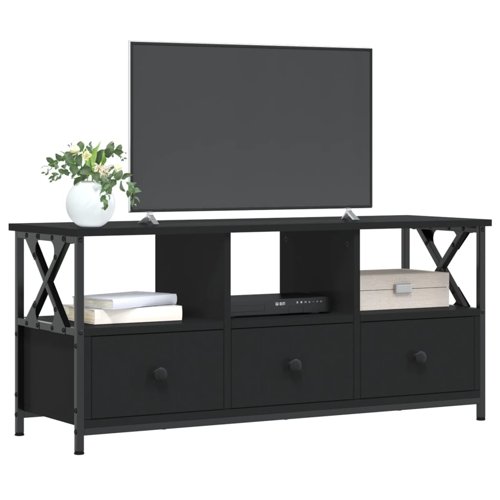 Tv-meubel 102x33x45 cm bewerkt hout en ijzer zwart