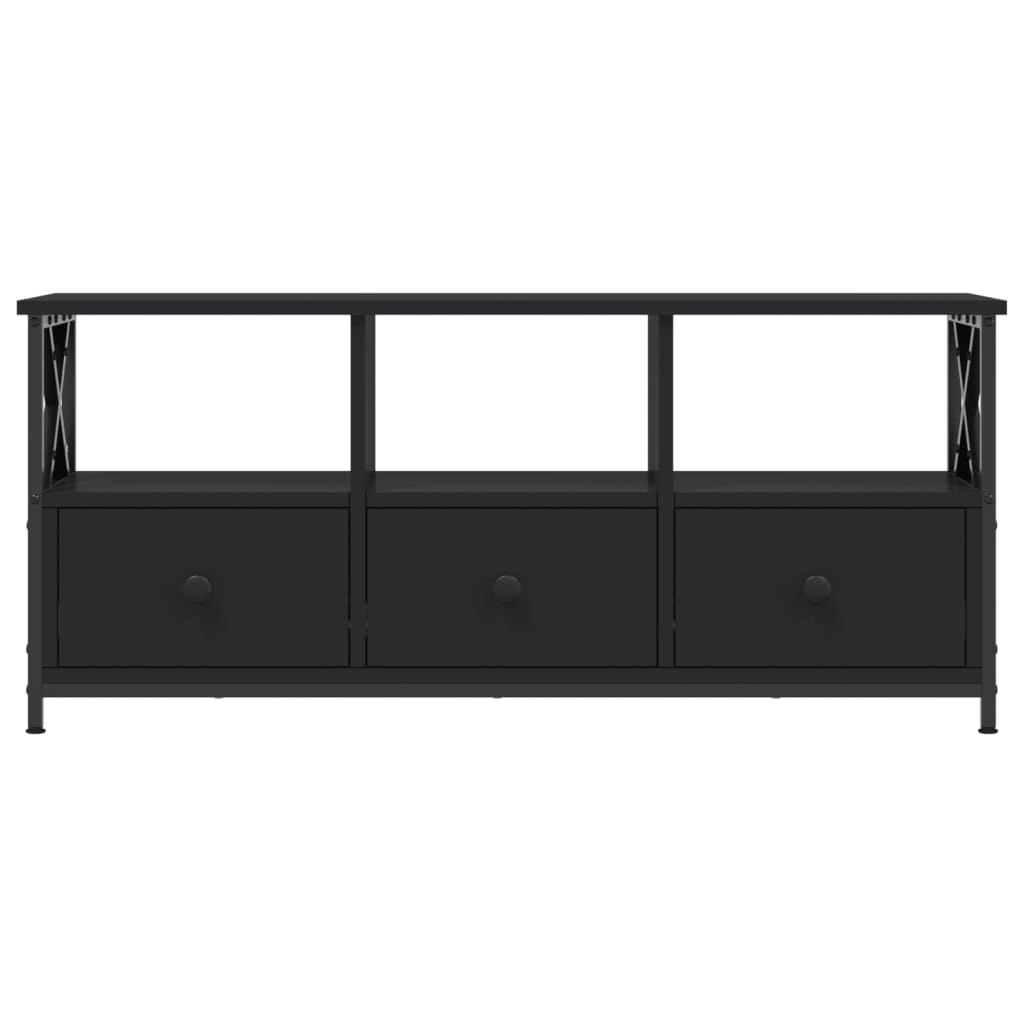 Tv-meubel 102x33x45 cm bewerkt hout en ijzer zwart