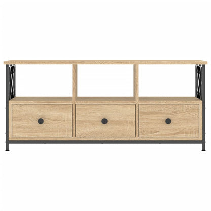 Tv-meubel 102x33x45 cm bewerkt hout en ijzer sonoma eikenkleur