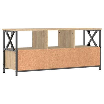 Tv-meubel 102x33x45 cm bewerkt hout en ijzer sonoma eikenkleur