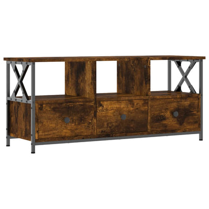 Tv-meubel 102x33x45 cm bewerkt hout en ijzer gerookt eikenkleur