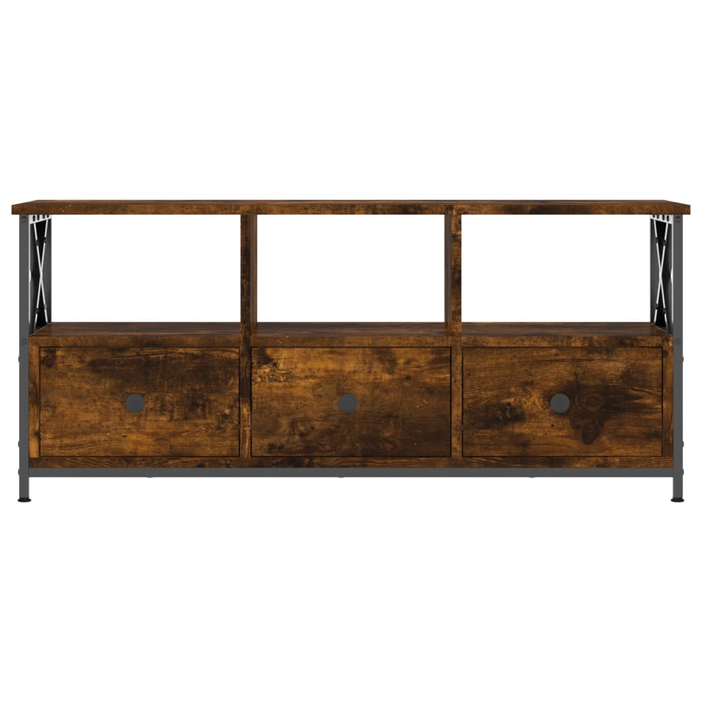 Tv-meubel 102x33x45 cm bewerkt hout en ijzer gerookt eikenkleur