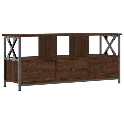 Tv-meubel 102x33x45 cm bewerkt hout en ijzer bruin eikenkleur