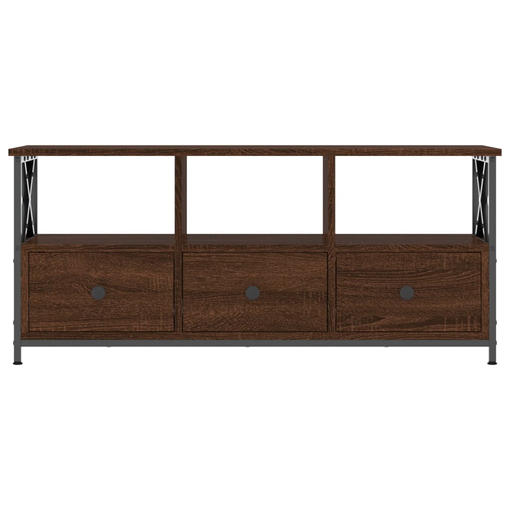 Tv-meubel 102x33x45 cm bewerkt hout en ijzer bruin eikenkleur