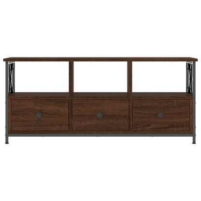 Tv-meubel 102x33x45 cm bewerkt hout en ijzer bruin eikenkleur