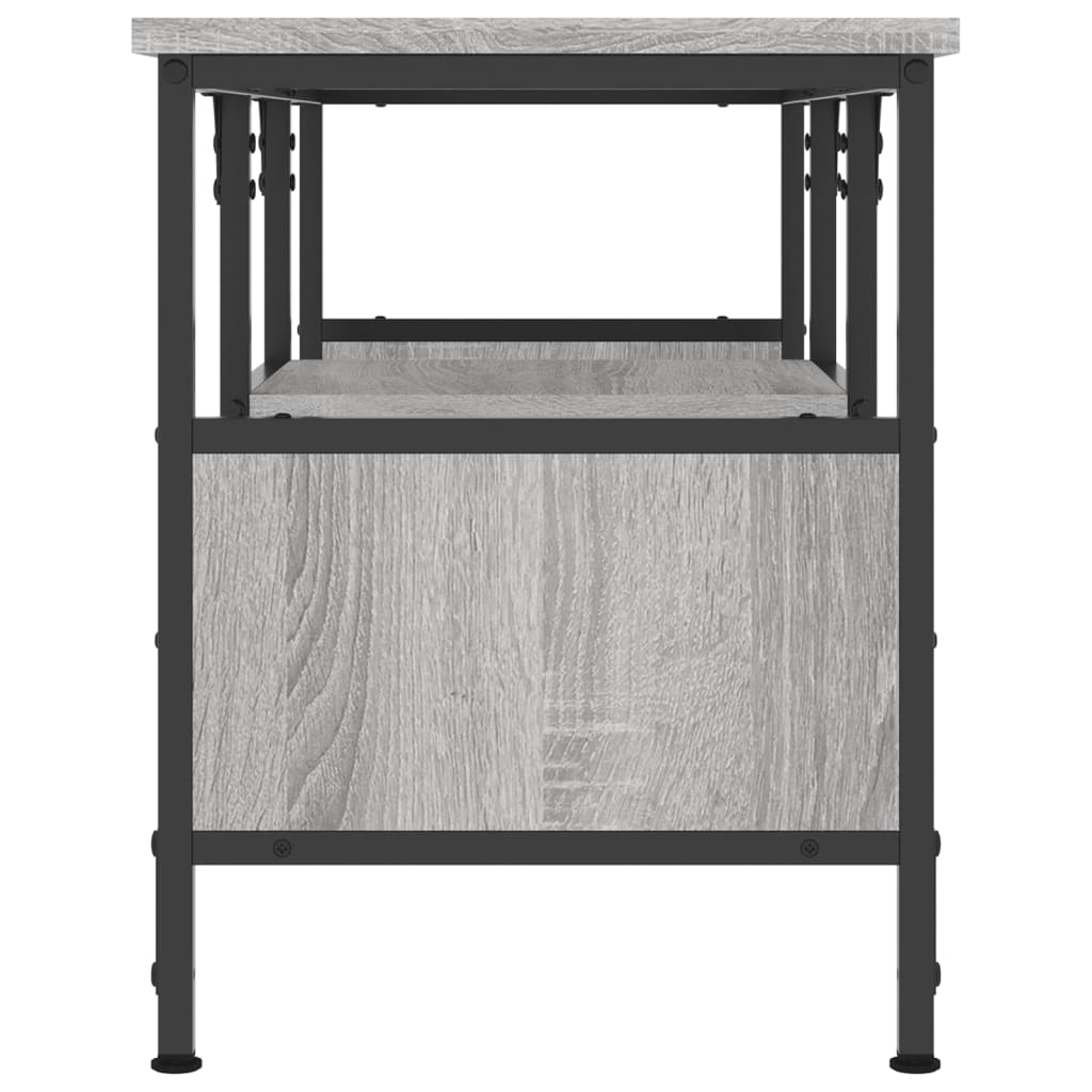 Tv-meubel 100x35x45 cm bewerkt hout en ijzer grijs sonoma eiken