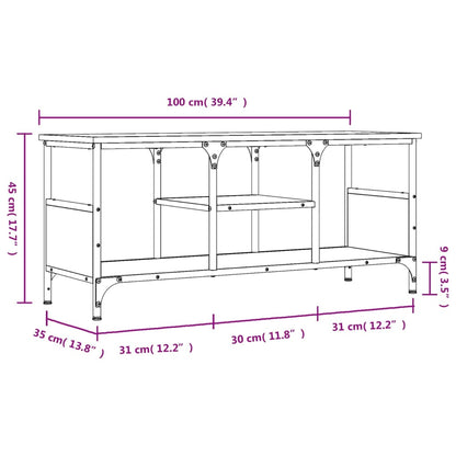 Tv-meubel 100x35x45 cm bewerkt hout en ijzer grijs sonoma eiken