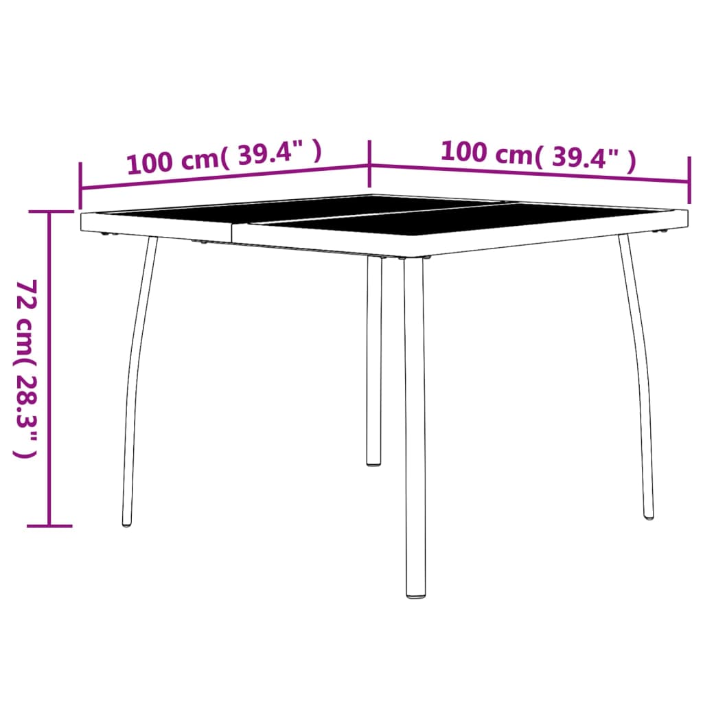 Tuintafel 100x100x72 cm staalgaas antracietkleurig