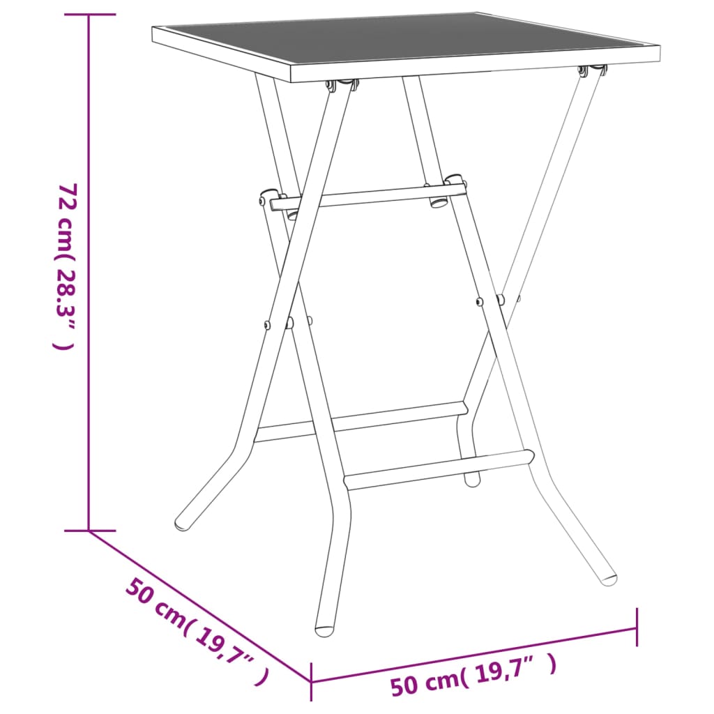 Tuintafel inklapbaar 50x50x72 cm staalgaas antracietkleurig