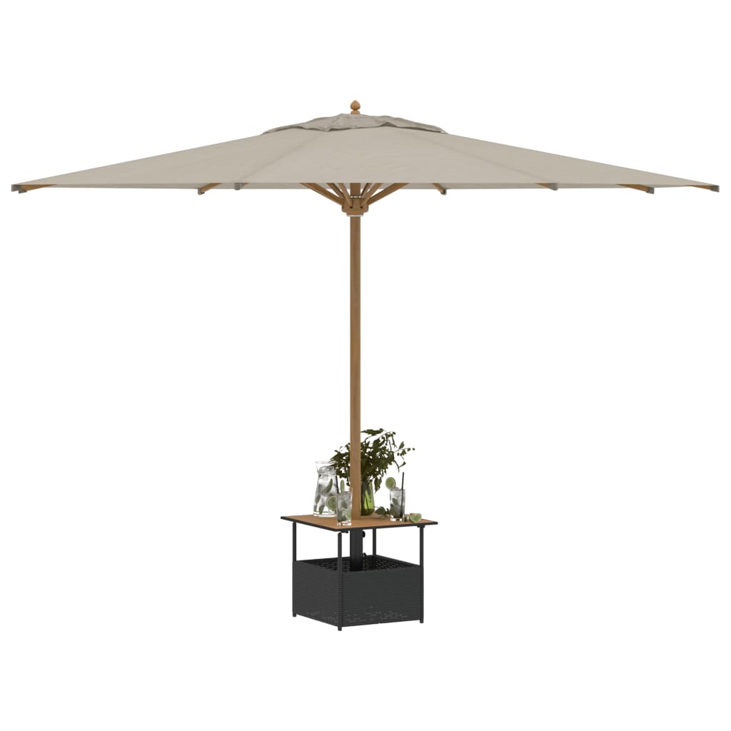 Tuintafel met parasolgat 55x55x46,5 cm poly rattan zwart